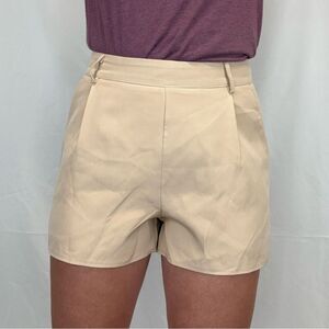 Missguided Women's Tailored Basic Shorts 6 Beige Tan Light Brown High Rise Pleat